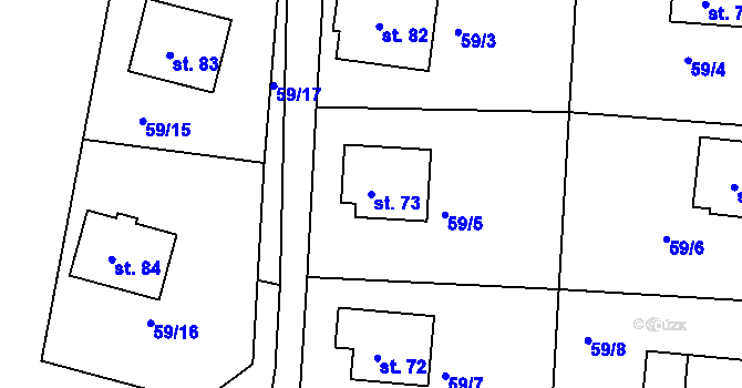 Parcela st. 73 v KÚ Dolní Hbity, Katastrální mapa