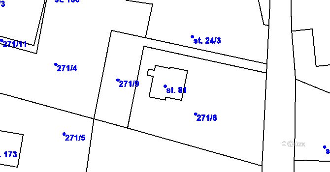 Parcela st. 81 v KÚ Dolní Hbity, Katastrální mapa