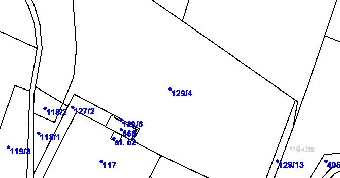 Parcela st. 129/4 v KÚ Dolní Hbity, Katastrální mapa
