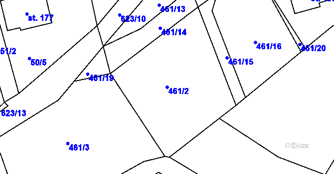Parcela st. 461/2 v KÚ Dolní Hbity, Katastrální mapa