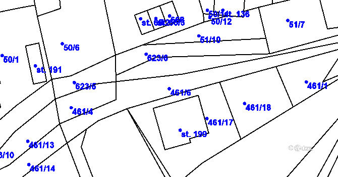 Parcela st. 461/6 v KÚ Dolní Hbity, Katastrální mapa