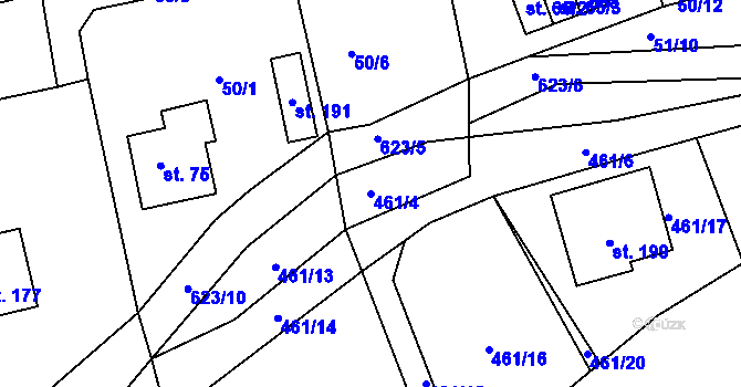 Parcela st. 461/4 v KÚ Dolní Hbity, Katastrální mapa