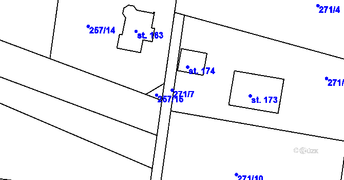 Parcela st. 271/7 v KÚ Dolní Hbity, Katastrální mapa