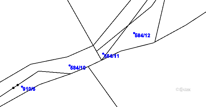 Parcela st. 584/11 v KÚ Dolní Hbity, Katastrální mapa