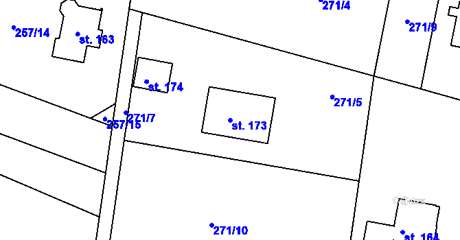 Parcela st. 173 v KÚ Dolní Hbity, Katastrální mapa