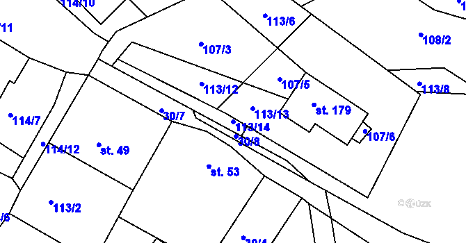 Parcela st. 113/14 v KÚ Dolní Hbity, Katastrální mapa