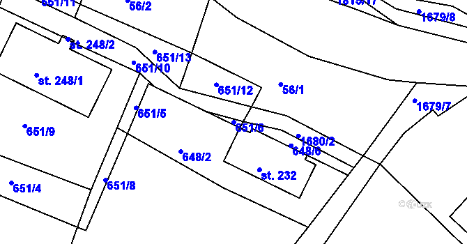 Parcela st. 651/6 v KÚ Dolní Heřmanice v Čechách, Katastrální mapa
