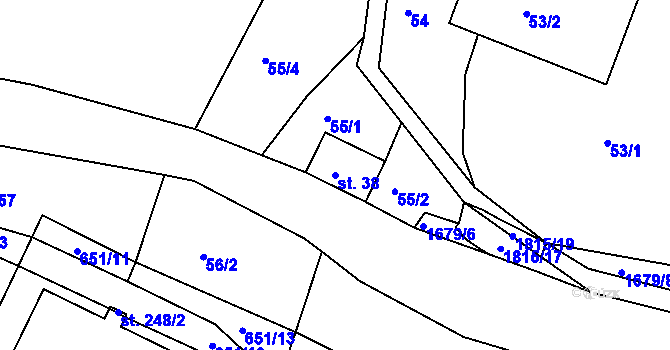 Parcela st. 38 v KÚ Dolní Heřmanice v Čechách, Katastrální mapa
