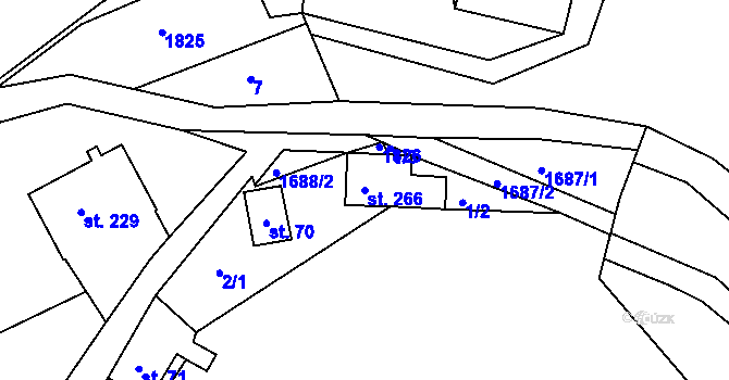 Parcela st. 266 v KÚ Dolní Heřmanice v Čechách, Katastrální mapa