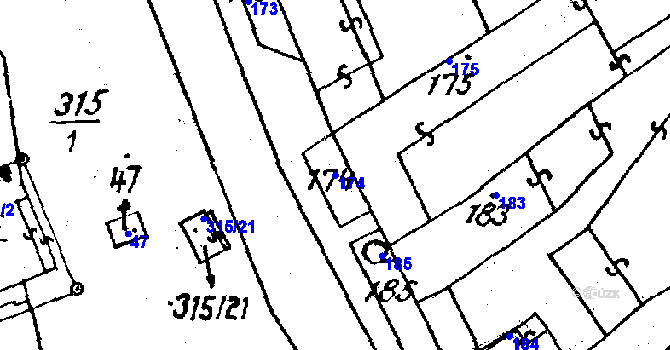 Parcela st. 174 v KÚ Dolní Heřmanice, Katastrální mapa