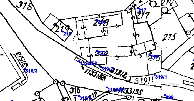 Parcela st. 222 v KÚ Dolní Heřmanice, Katastrální mapa