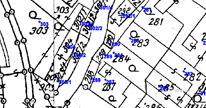 Parcela st. 289 v KÚ Dolní Heřmanice, Katastrální mapa