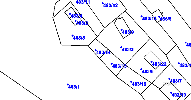 Parcela st. 483/14 v KÚ Dolní Heřmanice, Katastrální mapa