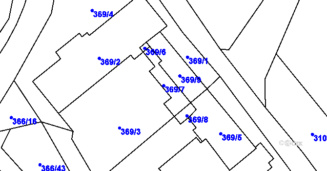 Parcela st. 369/7 v KÚ Dolní Heřmanice, Katastrální mapa