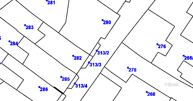 Parcela st. 313/2 v KÚ Dolní Heřmanice, Katastrální mapa