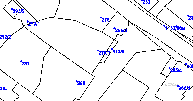 Parcela st. 279/1 v KÚ Dolní Heřmanice, Katastrální mapa