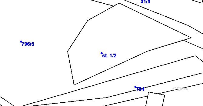 Parcela st. 1/2 v KÚ Oslava, Katastrální mapa