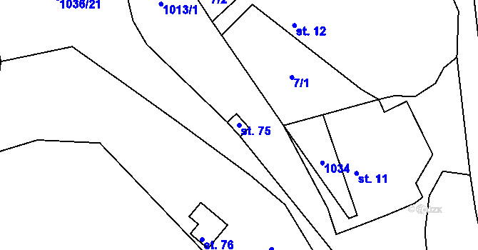 Parcela st. 75 v KÚ Oslava, Katastrální mapa