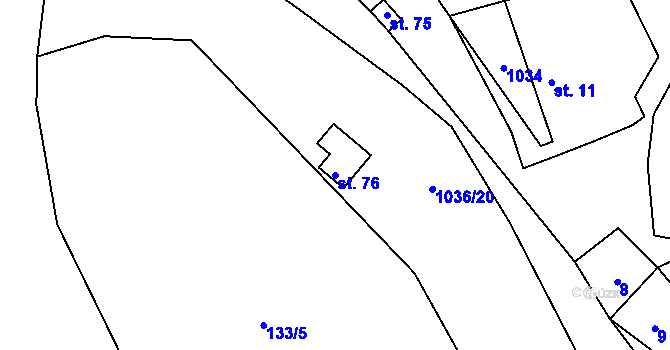 Parcela st. 76 v KÚ Oslava, Katastrální mapa