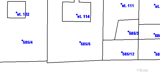 Parcela st. 585/5 v KÚ Dolní Hořice, Katastrální mapa