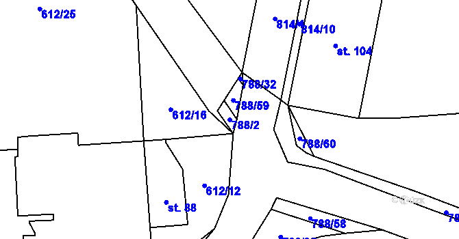 Parcela st. 788/2 v KÚ Dolní Hořice, Katastrální mapa