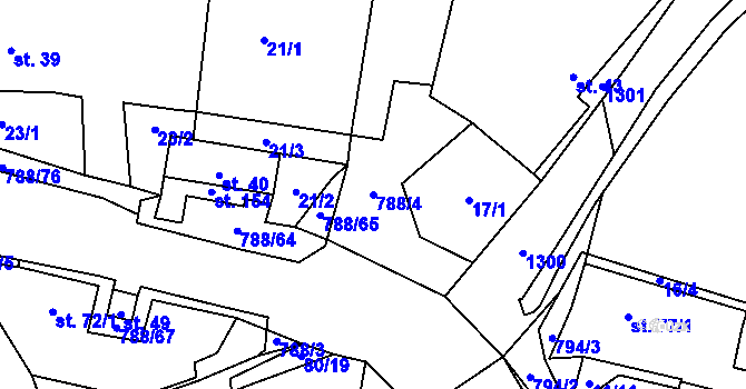 Parcela st. 788/4 v KÚ Dolní Hořice, Katastrální mapa