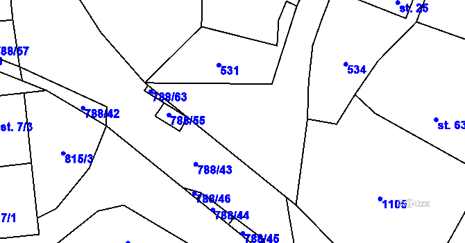 Parcela st. 788/10 v KÚ Dolní Hořice, Katastrální mapa