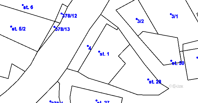 Parcela st. 1 v KÚ Kladruby, Katastrální mapa