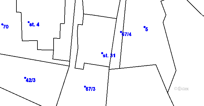 Parcela st. 31 v KÚ Kladruby, Katastrální mapa