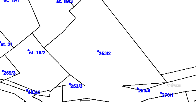 Parcela st. 253/2 v KÚ Kladruby, Katastrální mapa