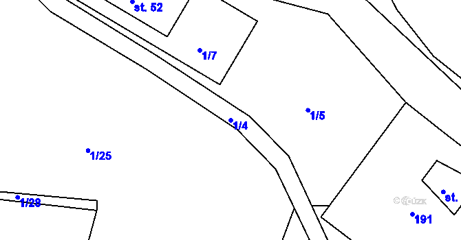 Parcela st. 1/4 v KÚ Lejčkov, Katastrální mapa