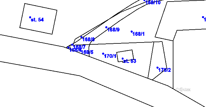 Parcela st. 170/1 v KÚ Lejčkov, Katastrální mapa