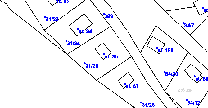 Parcela st. 85 v KÚ Dolní Hradiště, Katastrální mapa