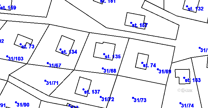 Parcela st. 135 v KÚ Dolní Hradiště, Katastrální mapa