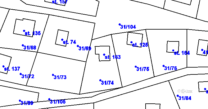 Parcela st. 163 v KÚ Dolní Hradiště, Katastrální mapa