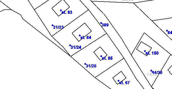 Parcela st. 31/24 v KÚ Dolní Hradiště, Katastrální mapa