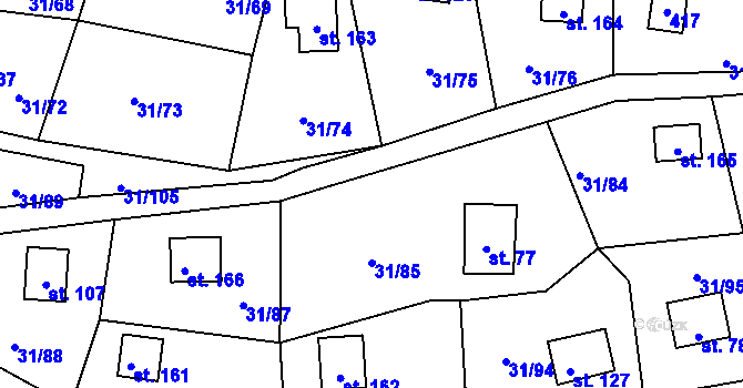Parcela st. 31/109 v KÚ Dolní Hradiště, Katastrální mapa