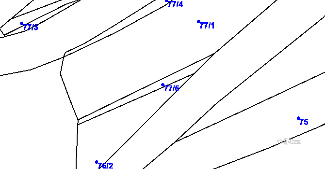 Parcela st. 77/5 v KÚ Dolní Hradiště, Katastrální mapa