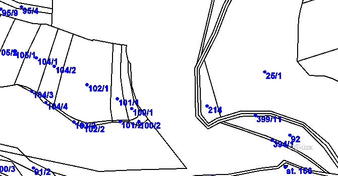 Parcela st. 95/10 v KÚ Dolní Hradiště, Katastrální mapa