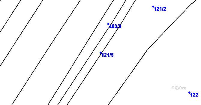 Parcela st. 121/5 v KÚ Dolní Hradiště, Katastrální mapa