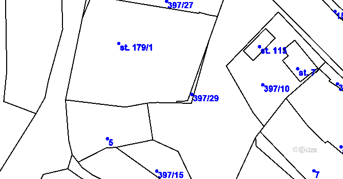 Parcela st. 397/26 v KÚ Dolní Hradiště, Katastrální mapa