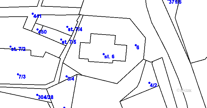 Parcela st. 6 v KÚ Dolní Chvatliny, Katastrální mapa