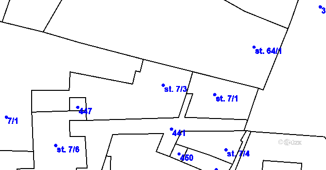 Parcela st. 7/3 v KÚ Dolní Chvatliny, Katastrální mapa
