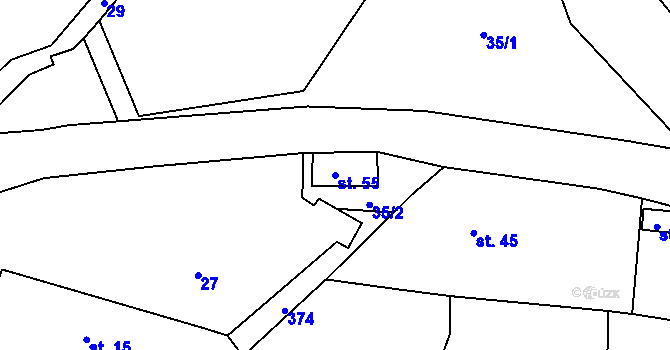 Parcela st. 55 v KÚ Dolní Chvatliny, Katastrální mapa