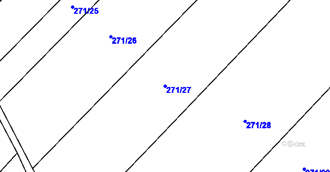 Parcela st. 271/27 v KÚ Horní Chvatliny, Katastrální mapa