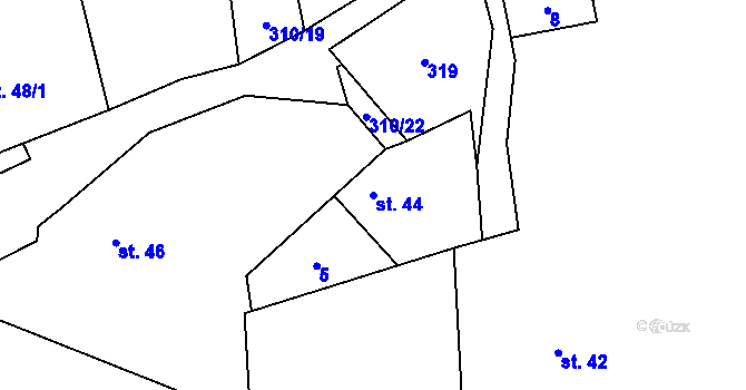 Parcela st. 44 v KÚ Mančice, Katastrální mapa