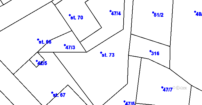 Parcela st. 73 v KÚ Mančice, Katastrální mapa
