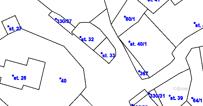 Parcela st. 33 v KÚ Polní Voděrady, Katastrální mapa