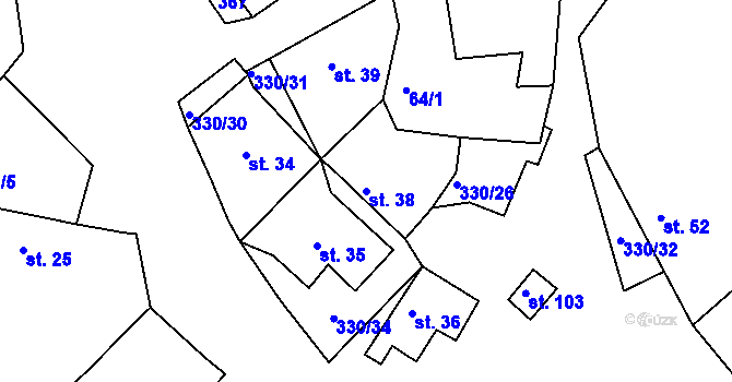 Parcela st. 38 v KÚ Polní Voděrady, Katastrální mapa