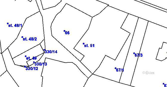 Parcela st. 51 v KÚ Polní Voděrady, Katastrální mapa